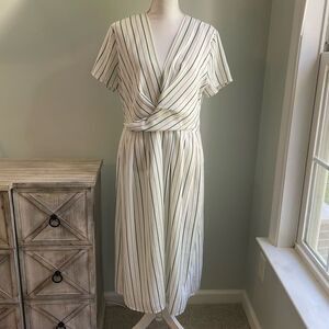 Lumiere White Striped Wrap Dress